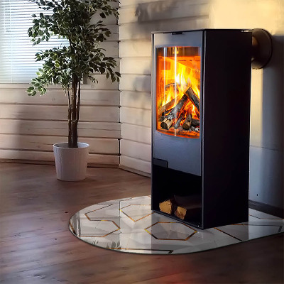 Glas unter Kamin halboval Geometrisches 3D-Muster