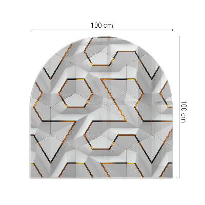 Glas unter Kamin halboval Geometrisches 3D-Muster