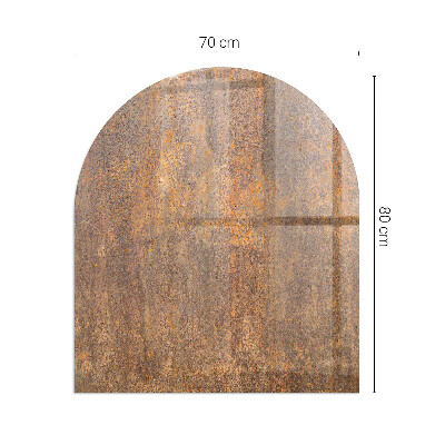 Glas unter Kamin halboval Roststruktur auf dem Hintergrund