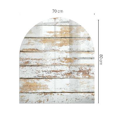 Glas unter Kamin halboval Beschädigtes Holzbrett