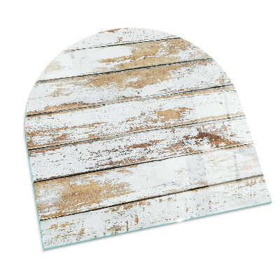 Glas unter Kamin halboval Beschädigtes Holzbrett