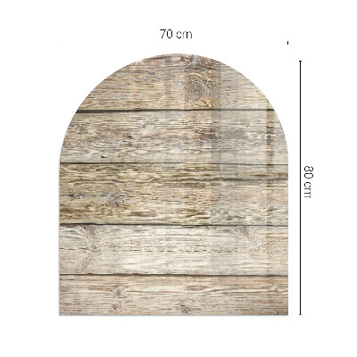 Glas unter Kamin halboval Naturholzbretter
