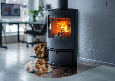 Glasplatte für Kamin halboval Kiste mit Schnittholz
