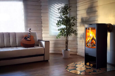Glasplatte für Kamin halboval Kiste mit Schnittholz