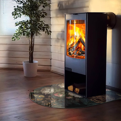 Glas unter Kamin halboval Blumenmuster mit Schmetterlingen