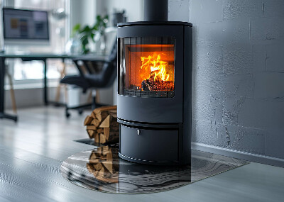 Glasplatte für Kamin halboval Abstrakte Wellen und Linien