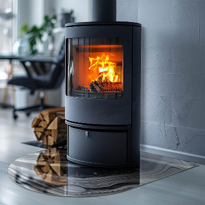 Glasplatte für Kamin halboval Abstrakte Wellen und Linien