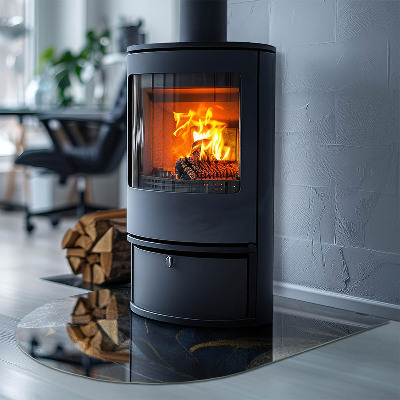 Glasplatte für Kamin halboval Elegante Blätter in Textur
