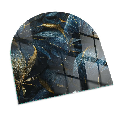Glasplatte für Kamin halboval Elegante Blätter in Textur