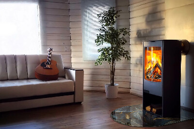 Glasplatte für Kamin halboval Elegante Blätter in Textur