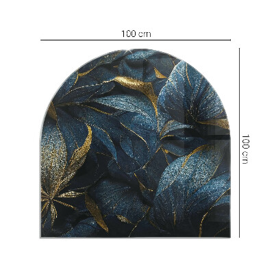 Glasplatte für Kamin halboval Elegante Blätter in Textur