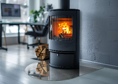 Glasplatte für Kamin halboval Rohbetonstruktur