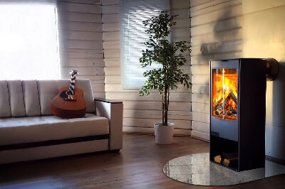 Glasplatte für Kamin halboval Rohbetonstruktur