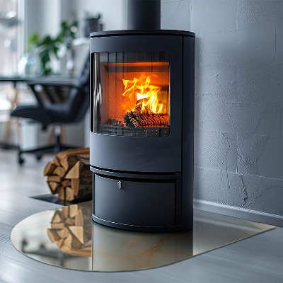 Glasplatte für Kamin halboval Abstraktes Marmormuster