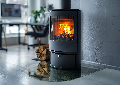 Glasplatte für Kamin halboval Pflanzenmotive mit Schmetterlingen