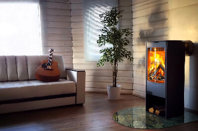 Glasplatte für Kamin halboval Pflanzenmotive mit Schmetterlingen