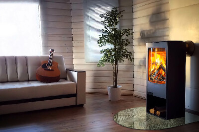 Glas unter Kamin halboval Tropische Blätter im Hintergrund