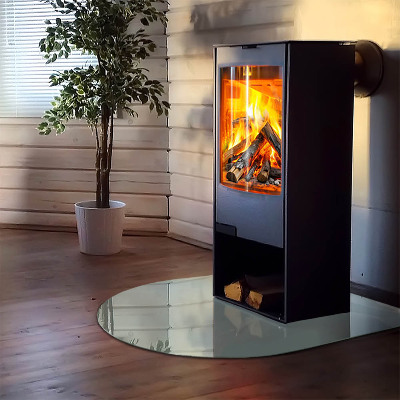 Glasplatte für Kamin halboval Zartes Marmormuster