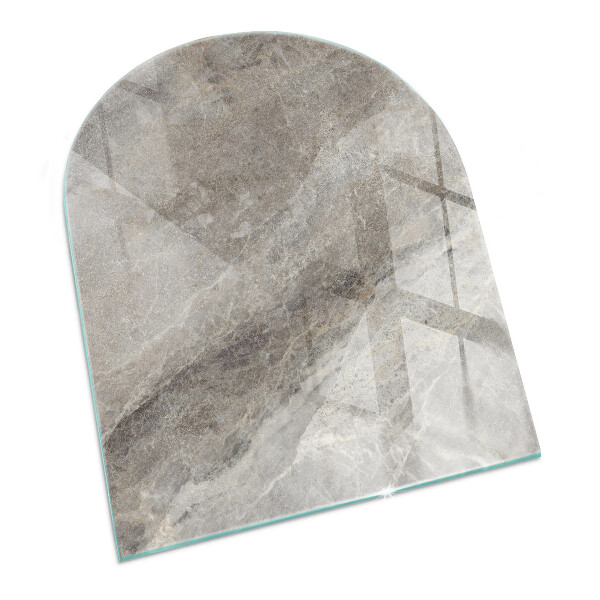 Glas unter Kamin halboval Natursteinmuster