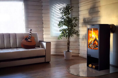 Glas unter Kamin halboval Farbe Beige