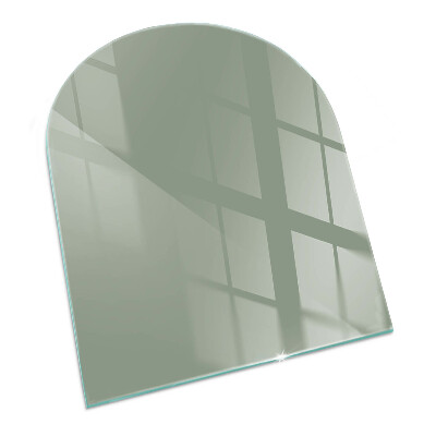 Glas unter Kamin halboval Farbe graugrün