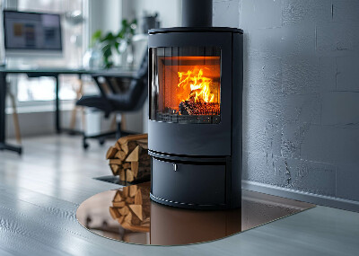 Glasplatte für Kamin halboval Farbe Braun