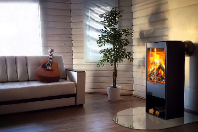 Glasplatte für Kamin halboval Farbe Braun