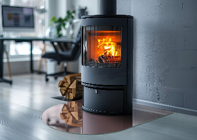 Glas unter Kamin halboval Farbe Rosa