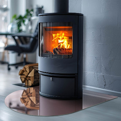 Glas unter Kamin halboval Farbe Rosa