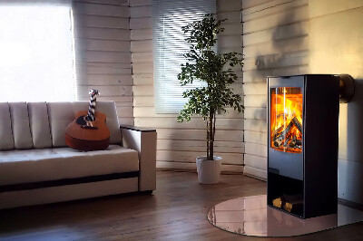 Glas unter Kamin halboval Farbe Rosa