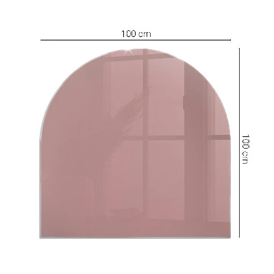 Glas unter Kamin halboval Farbe Rosa