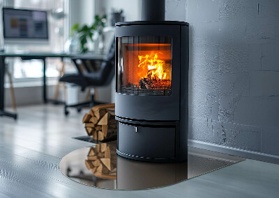 Glas unter Kamin halboval Farbe Braun