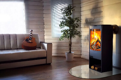 Glas unter Kamin halboval Farbe Hellcreme