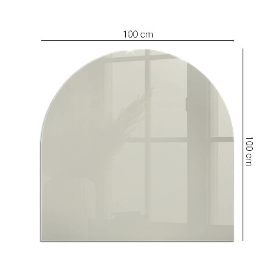 Glas unter Kamin halboval Farbe Hellcreme