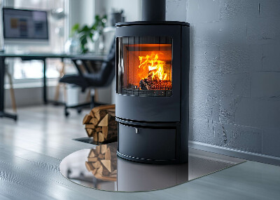 Glasplatte für Kamin halboval Farbe Hellviolett