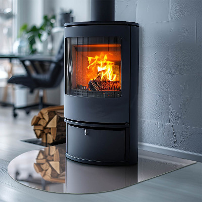 Glasplatte für Kamin halboval Farbe Hellviolett