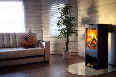 Glas unter Kamin halboval Farbe Beige