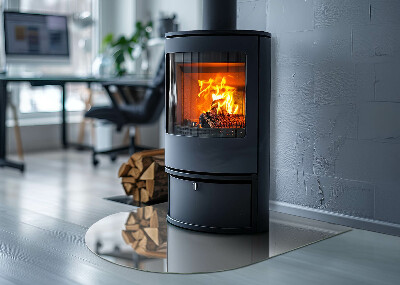 Glasplatte für Kamin halboval Farbe: Grau