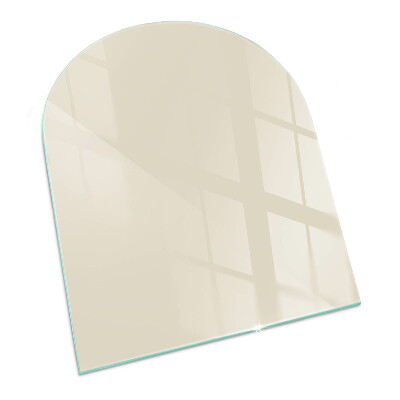Glas unter Kamin halboval Farbe Beige