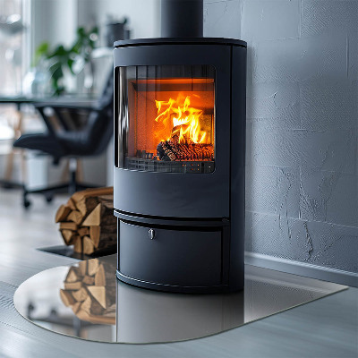 Glasplatte für Kamin halboval Farbe: Grau