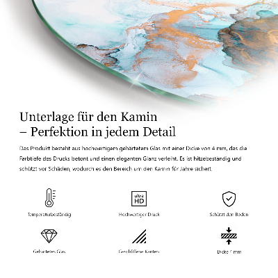 Glasplatte für Kaminöfen quartal Blätter in dezenten Mustern
