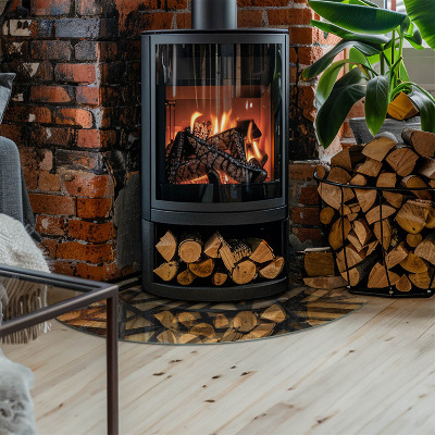 Glasplatte für Kaminöfen quartal Geometrie mit Holz