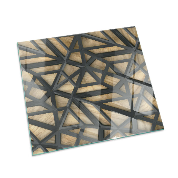 Glasplatte für Kamin rechteckig Geometrie mit Holz