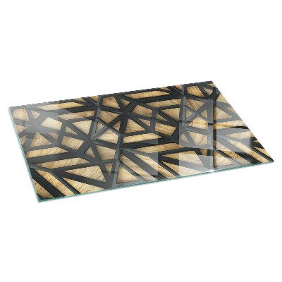Glasplatte für Kamin rechteckig Geometrie mit Holz