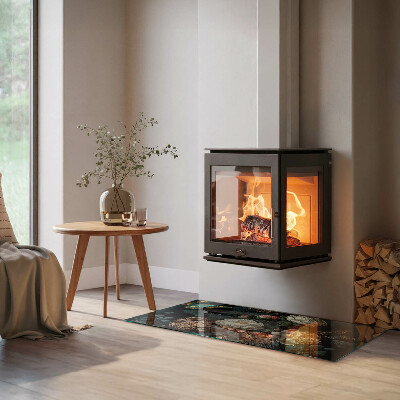 Glasplatte für Öfen rechteckig Blumenmuster mit Schmetterlingen