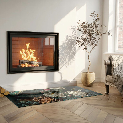 Glasplatte für Öfen rechteckig Blumenmuster mit Schmetterlingen