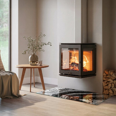 Glasplatte für Kamin rechteckig Abstrakte Wellen und Linien