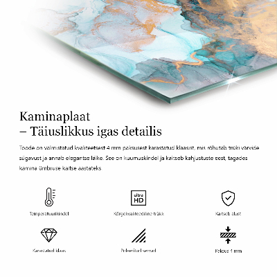 Glasplatte für Kamin rechteckig Elegante Blätter in Textur
