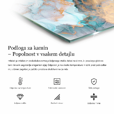 Glasplatte für Kamin rechteckig Elegante Blätter in Textur