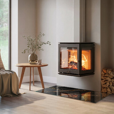 Glasplatte für Kamin rechteckig Edler Marmor mit Adern